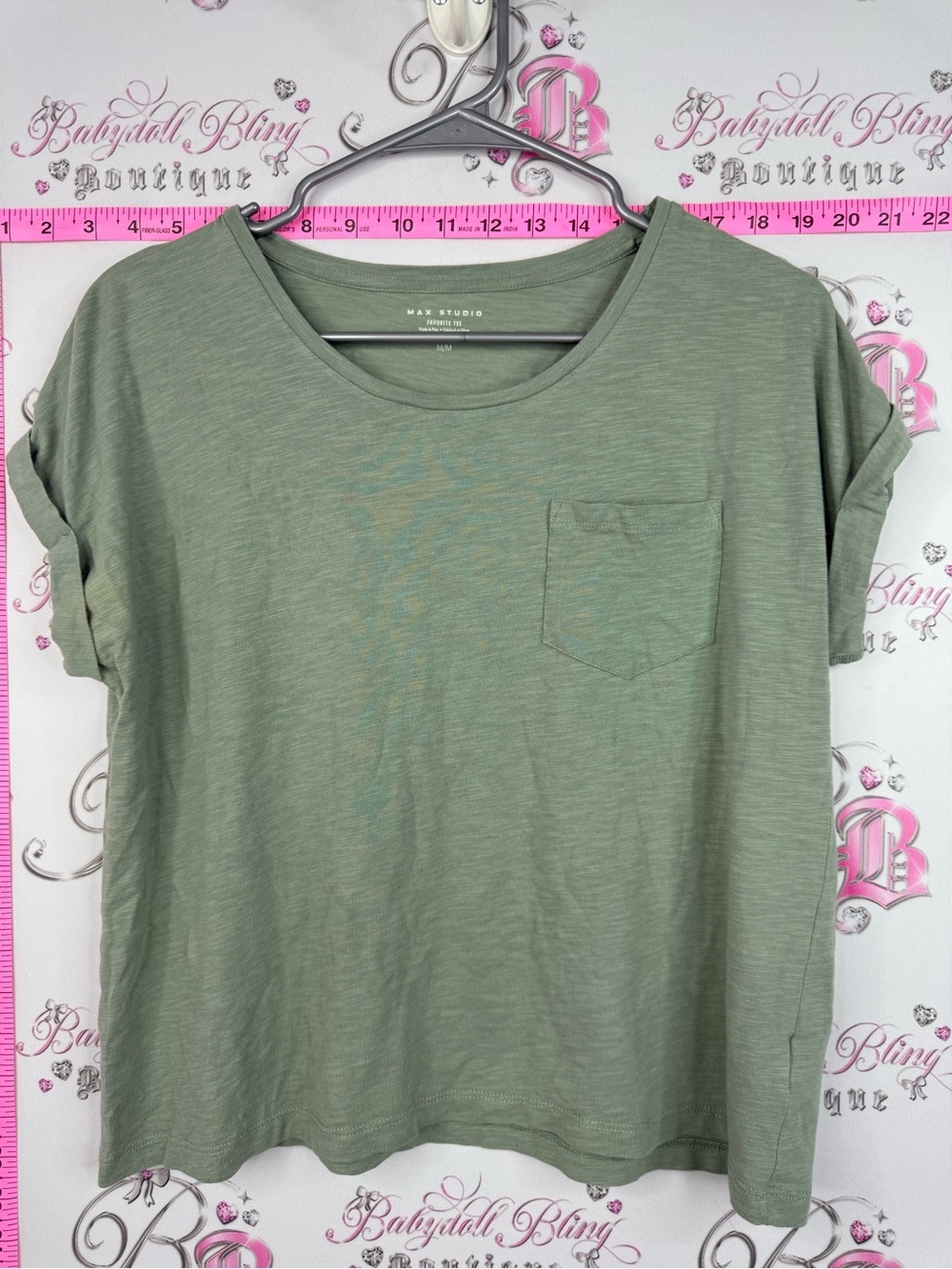 Max Studio favourite tee Olive Green Pocket Short Sleeve Tee